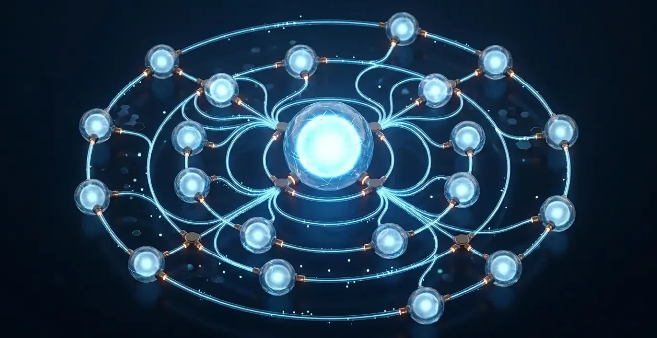 Strategische Content-Cluster-Architektur mit Pillar-Page und vernetzten Unterthemen für maximale Suchmaschinen-Sichtbarkeit
