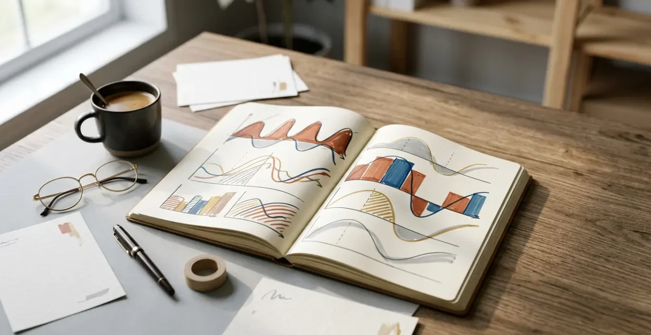 Strategische Marketingplanung mit Jahreskalender und saisonalen Schwankungen visualisiert